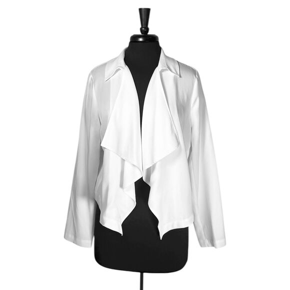 Soft Surroundings Women’s Jacket M White Open Front Cropped Relaxed Lagenlook - Picture 1 of 10